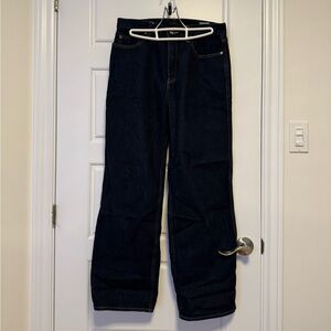Uniqlo dark wash wide legs blue jeans